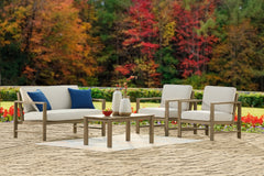 Fynnegan Outdoor Loveseat and 2 Chairs with Coffee Table - furniture place usa