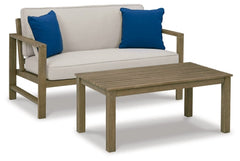 Fynnegan Outdoor Loveseat with Table (Set of 2) - furniture place usa