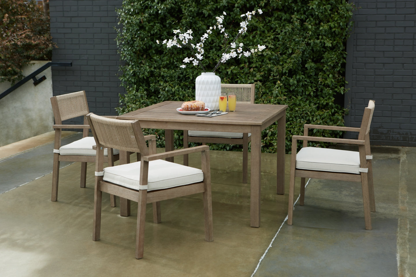 Aria Plains Outdoor Dining Table and 4 Chairs - furniture place usa