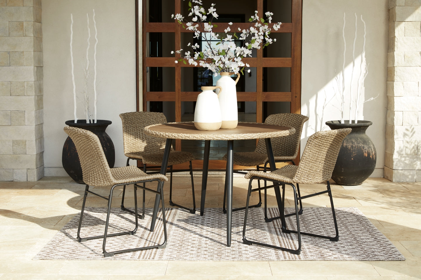 Amaris Outdoor Dining Table and 4 Chairs - furniture place usa