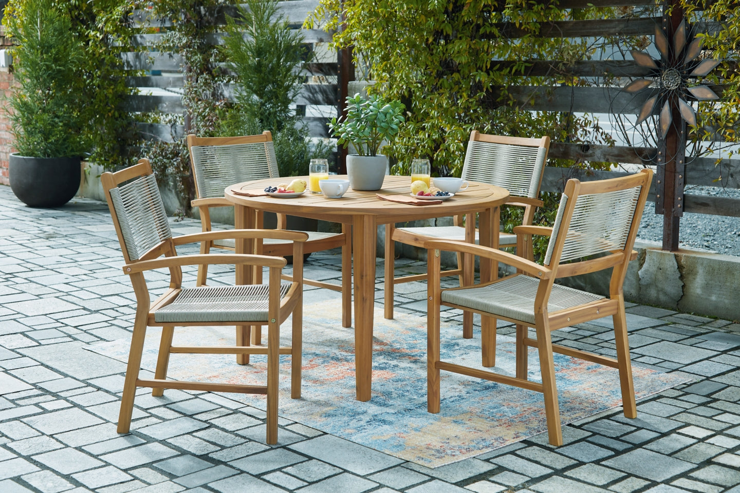 Janiyah Outdoor Dining Table and 4 Chairs - PKG013835 - furniture place usa