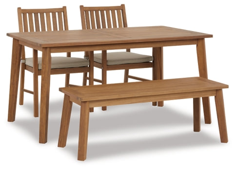 Janiyah Outdoor Dining Table and 2 Chairs and Bench - PKG013834 - furniture place usa