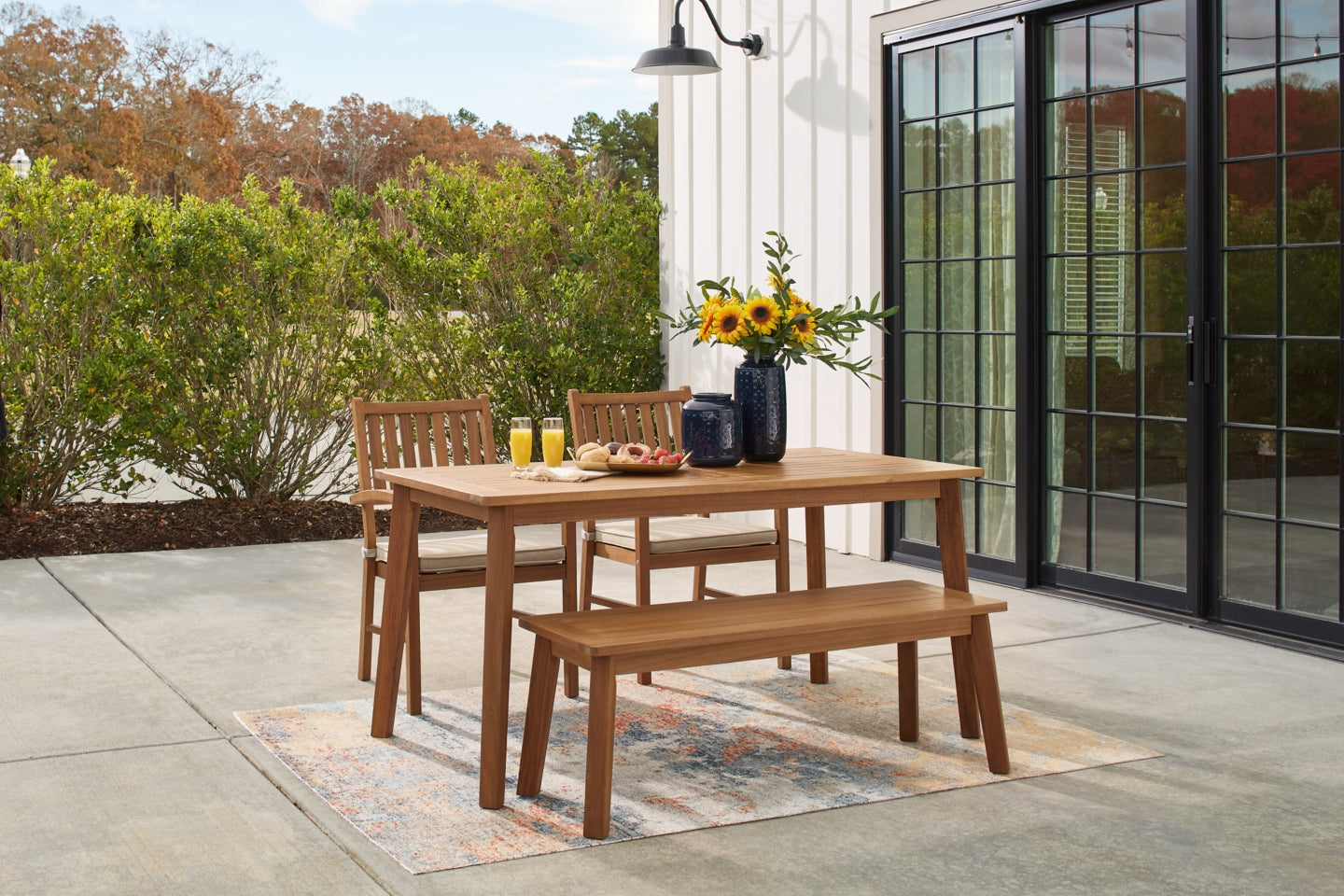 Janiyah Outdoor Dining Table and 2 Chairs and Bench - PKG013834 - furniture place usa