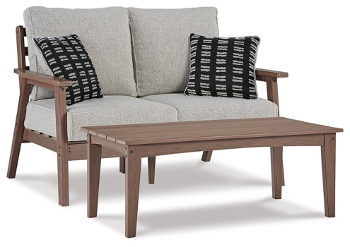 Emmeline Outdoor Loveseat with Coffee Table - furniture place usa