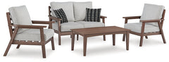 Emmeline Outdoor Loveseat, 2 Lounge Chairs and Coffee Table - furniture place usa