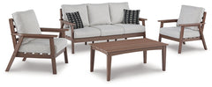 Emmeline Outdoor Sofa, 2 Lounge Chairs and Coffee Table - furniture place usa