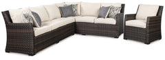 Easy Isle 3-Piece Outdoor Sectional with Chair - furniture place usa
