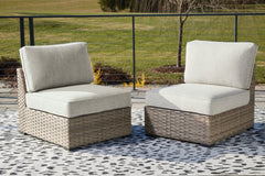 Calworth Outdoor Armless Chair with Cushion (Set of 2) - furniture place usa