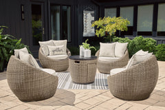Malayah Outdoor Fire Pit Table and 4 Chairs - PKG015404 - furniture place usa