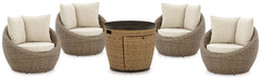 Malayah Outdoor Fire Pit Table and 4 Chairs - PKG015404 - furniture place usa