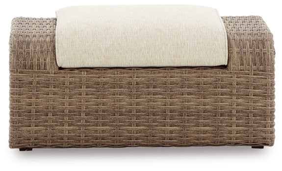 Sandy Bloom Outdoor Ottoman with Cushion - furniture place usa