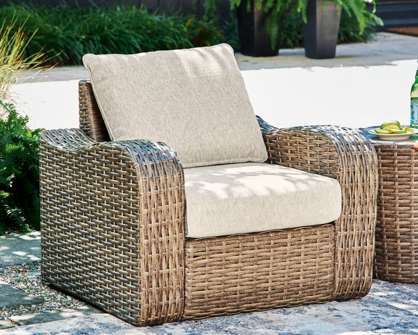 Sandy Bloom Outdoor Sofa and Loveseat with Lounge Chair and Ottoman - furniture place usa