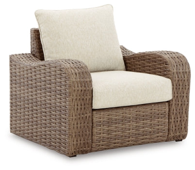 Sandy Bloom Outdoor Lounge Chair and Ottoman - furniture place usa