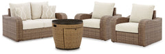 Malayah Outdoor Loveseat and 2 Lounge Chairs with Fire Pit Table - PKG015408 - furniture place usa
