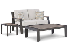 Tropicava Outdoor Loveseat with Coffee Table and End Table - furniture place usa