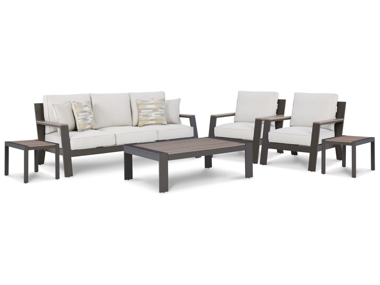 Tropicava Outdoor Sofa and  2 Lounge Chairs with Coffee Table and 2 End Tables - furniture place usa