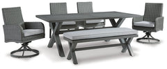 Elite Park Outdoor Dining Table and 4 Chairs and Bench - furniture place usa