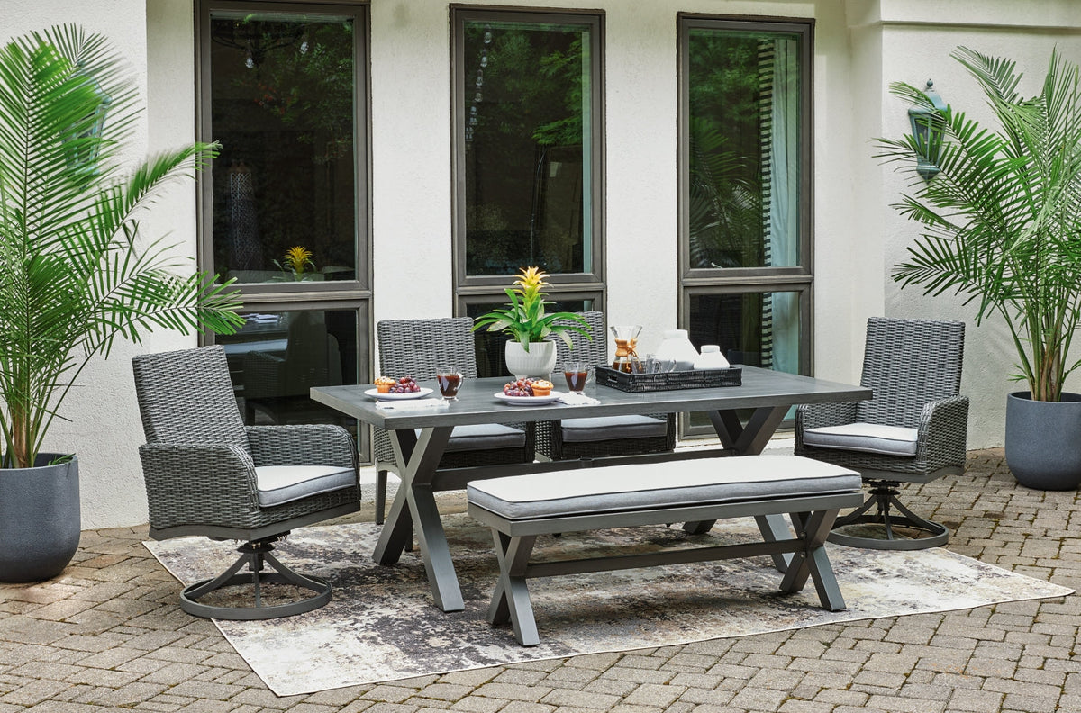 Elite Park Outdoor Dining Table and 4 Chairs and Bench - furniture place usa
