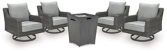 Rodeway South Outdoor Fire Pit Table and 4 Chairs - furniture place usa