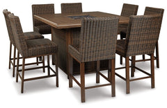 Paradise Trail Outdoor Counter Height Dining Table with 6 Barstools - furniture place usa