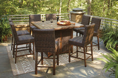 Paradise Trail Outdoor Bar Table and 8 Barstools - furniture place usa