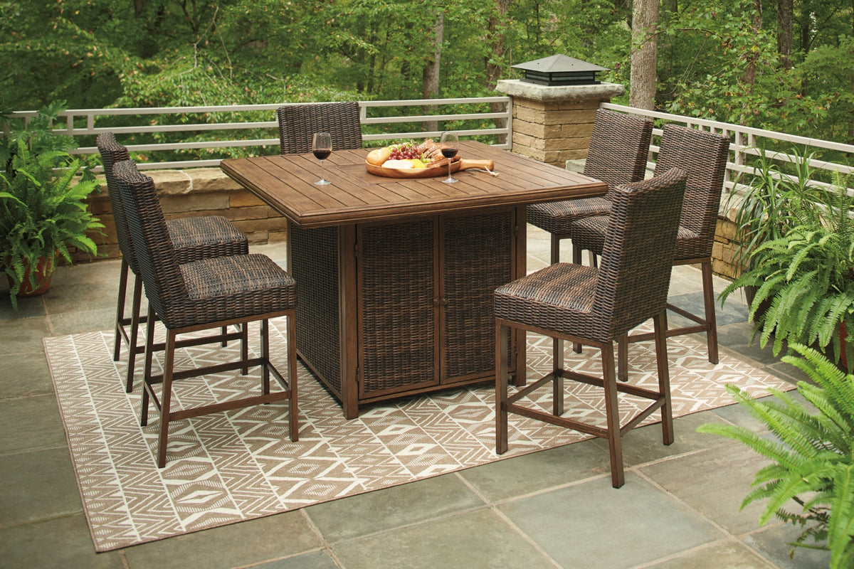 Paradise Trail Outdoor Bar Table and 6 Barstools - furniture place usa