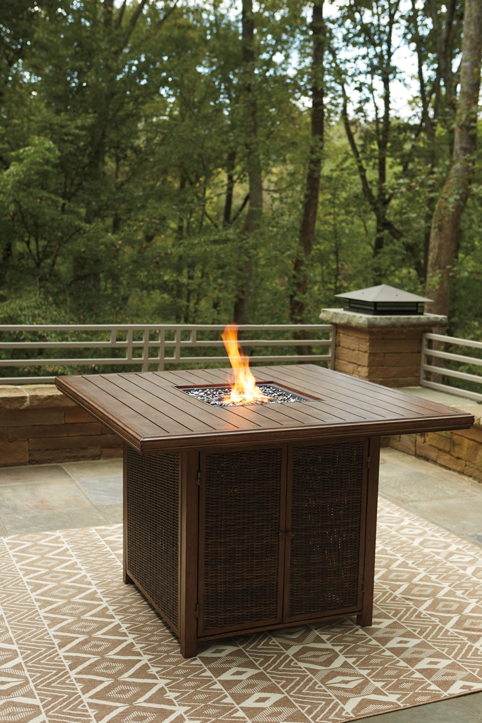 Paradise Trail Bar Table with Fire Pit - furniture place usa