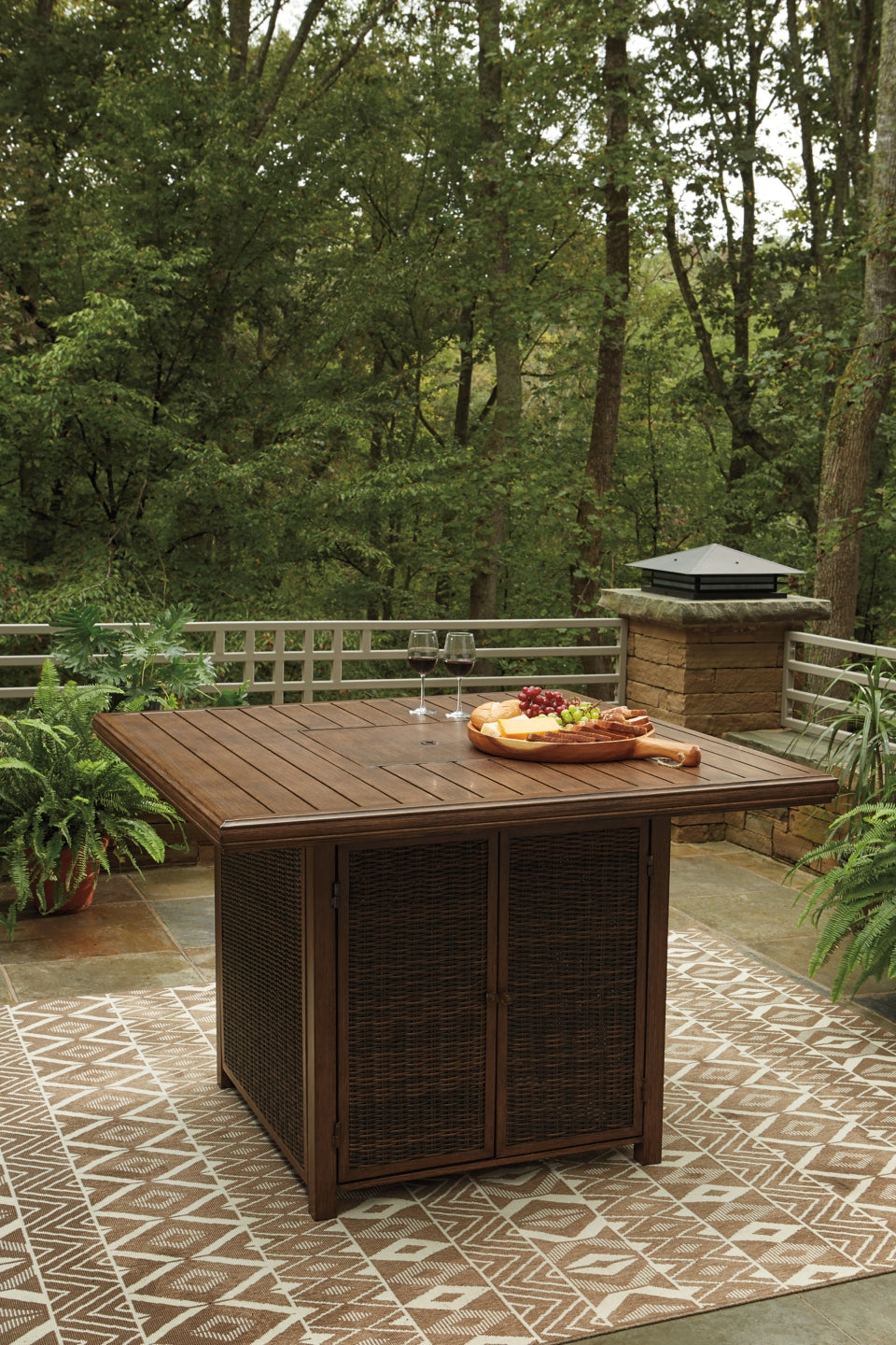 Paradise Trail Bar Table with Fire Pit - furniture place usa