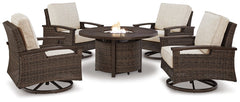 Paradise Trail Outdoor Fire Pit Table and 4 Chairs - furniture place usa
