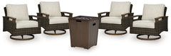 Rodeway South Outdoor Fire Pit Table and 4 Chairs - furniture place usa