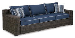 Grasson Lane Outdoor Sofa and  2 Lounge Chairs with Coffee Table and 2 End Tables - furniture place usa