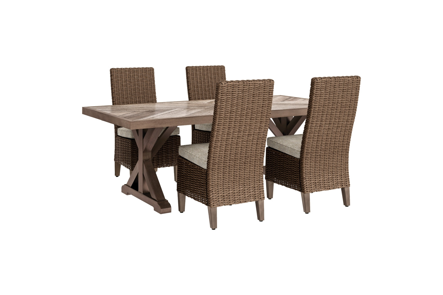 Beachcroft Outdoor Dining Table and 4 Chairs - PKG000299 - furniture place usa