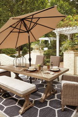 Beachcroft Outdoor Dining Table and 4 Chairs and Bench - PKG000285 - furniture place usa