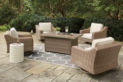 Beachcroft 5-Piece Outdoor Fire Pit Table with 4 Chairs - furniture place usa