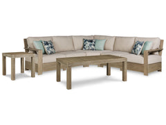 Silo Point 3-Piece Outdoor Sectional with Coffee Table and End Table - furniture place usa