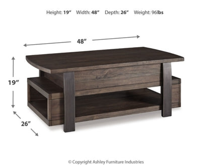 Vailbry Coffee Table with Lift Top - furniture place usa