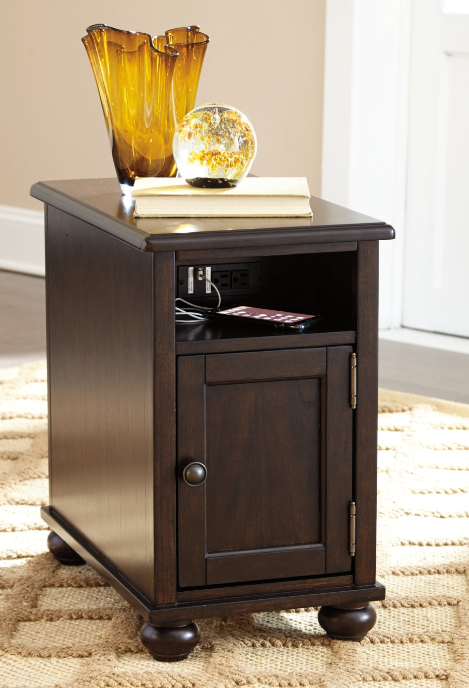 Barilanni Chairside End Table with USB Ports & Outlets - furniture place usa