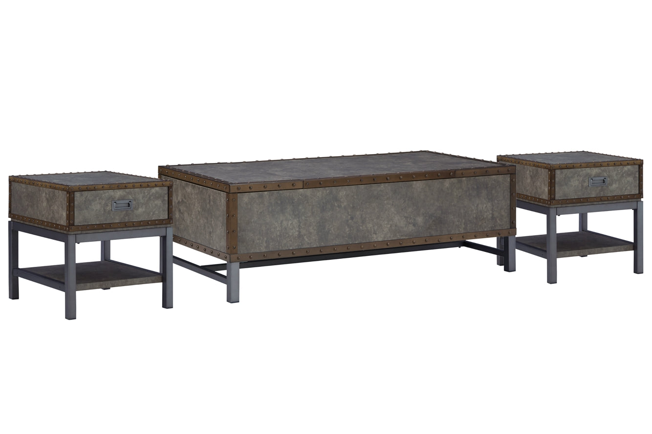 Derrylin Coffee Table with 2 End Tables - furniture place usa