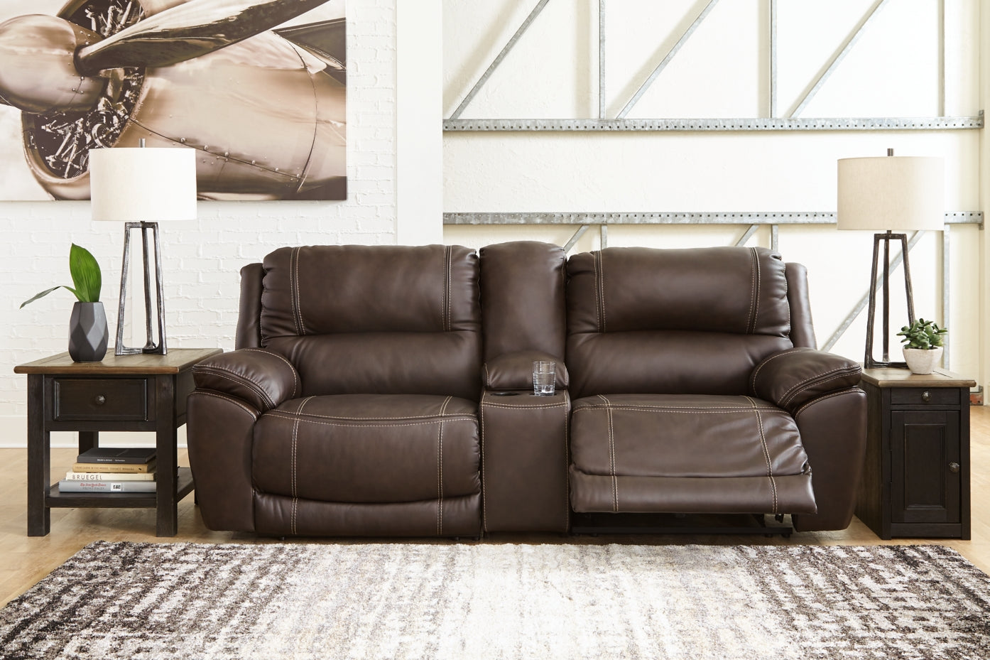 Dunleith 3-Piece Power Reclining Loveseat with Console - furniture place usa