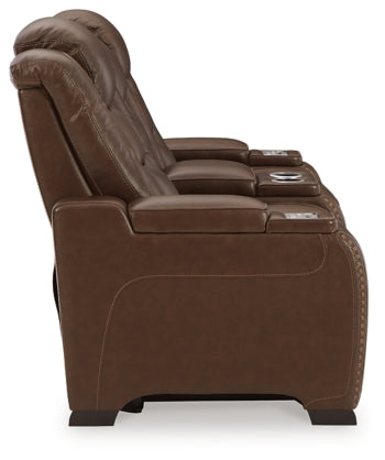 The Man-Den Power Reclining Loveseat with Console - furniture place usa