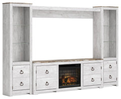 Willowton 4-Piece Entertainment Center with Electric Fireplace - furniture place usa